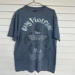 Vintage HL Miller Gang Violence Blue T Shirt size L Single Stitch Made In USA